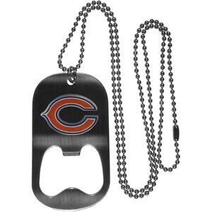 Chicago Bears Dog Tag Bottle Opener Necklace With Ball Chain